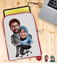 BK Gift Kişiye Özel Sevgililer Karikatürlü Taşınabilir Koruyucu Tablet Kılıfı & Organizer Çanta - Pembe-59