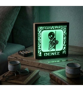 Kişiye Özel İskelet Tasarımlı Işıklı Gece Lambası – Dekoratif Aydınlatma Yeşıl