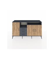 Kronos Konsol 5 Raflı 3 Çekmeceli 3 Kapaklı 176x59x99 Antrasit-Çam/Antrasit