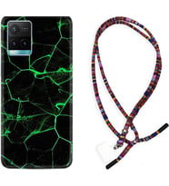 Vivo Y11S Y21S Y20 Y20S Y70 Kılıf Boyun Asklı Rasta Silikon Yeşil Şerit Mermer 1320