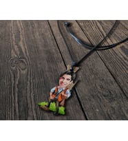 BK Gift Kişiye Özel Avcı Karikatürlü Deri İpli Ahşap Kolye, Sevgiliye Hediye, Doğum Günü Hediyesi, Sevgililer Günü Hediyesi-1