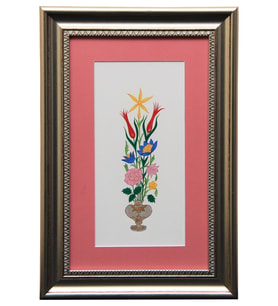 e38 EL İŞÇİLİĞİ VAZOLU BUKET TEZHİP TABLO 41 * 27 cm - 1791