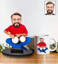 Kişiye Özel Darbuka Tasarımlı Karikatür Biblo Ve Kupa Hediye Seti 108