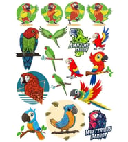 Papağan Sticker Set-2 17 Parça Telefon, Tablet, Defter, Laptop Sticker