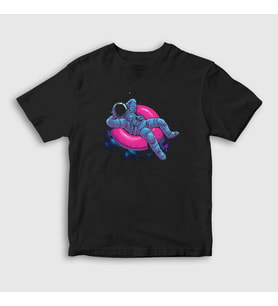 Presmono Unisex Çocuk Siyah Pool Astronaut Space Astronot Uzay T-Shirt 283747tt