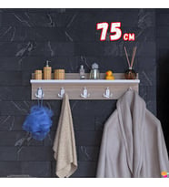 Modilayn Kedi Serisi 71,4x18cm 5’li Banyo Askısı Seti 15 Kancalı Raflı Düzenleyici Yer Tasarrufu
