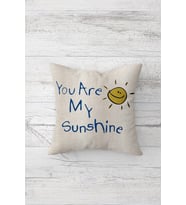 You Are My Sunshine Çift Tarafı Baskılı Gizli Fermuarlı Yastık Kılıfı Kırlent Koltuk Yastık Kılıfı (Mavi-Sarı)