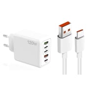 ScHitec 120W 3 Type-C + 2 UsbA Toplam 5 Çıkışlı Ev Tipi Şarj Aleti Set 6A 100W UsbA to Type-C 1Metre Süper Hızlı Data ve Şarj Kablosu SR30