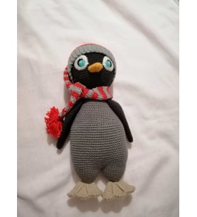Şapkalı Penguen Amigurumi Organik Oyuncak