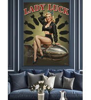 Şanslı Kız Pin-Up Retro Dekoratif Kanvas - Mdf Ahşap Tablo