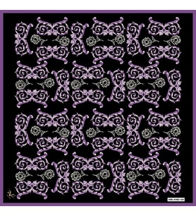 Barok Desen Black Seri Twill Eşarp Eşarp Askısı ile Birlikte 90x90 cm Mor-90x90