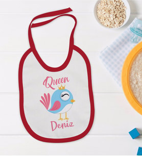 BK Kids Kişiye Özel İsimli Kırmızı Bebek Mama Önlüğü-13