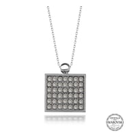 Swarovski Crystal Taşlı Kare Gümüş Kadın Kolye