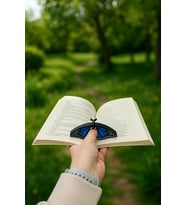 Kitap Ayracı - Sayfa Tutucu - Tek El Kitap Okuma Aparatı (Mavi Kelebek)
