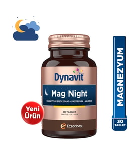 Dynavit Mag Night 30 Tablet - Akşam / Gece Magnezyumu - Magnezyum Bisglisinat, Passiflora, Valerian, B6-Uyku