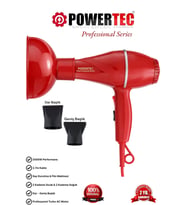 Powertec TR-501+Renkli Hacimlendirici Difüzör Başlıklı Profesyonel Saç Kurutma ve Fön Makinesi Kırmızı Renk