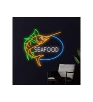 SEAFOOD Yazılı ve Şekilli Neon Tabela