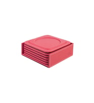 Bardak Altlığı,6’lı Set,Masaüstü Yuvarlak Cup Coaster,Vegan Suni Deri,11x11 cm.,Fuşya (Fuşya-Pembe)