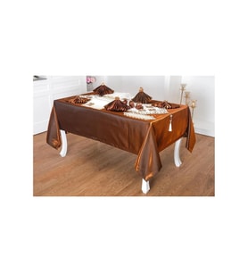 Afife Kadife Krem Kahve Sofra Takımı 8 Kişilik 160x230 Cm 34 Parça 47 (Standart)