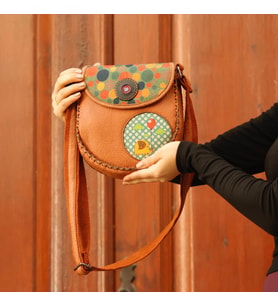 Fil Figürlü Çapraz Örgülü Kol Çantası Etnik Bohem Style - Taba