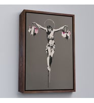 Çerçeveli Alışveriş Torbalı İsa Tablosu - Christ With Shopping Bags (Altın)