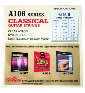 Alice A-106-H5 Klasik Gitar Teli (5 Numara)  İleri Seviye Tansiyon Kararmaya Dayanıklı Kaplama Uzun Ömürlü