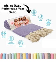 Kişiye Özel Elmas Desenli Baskılı Peştemal – İsim Yazılı Oversize Türk Plaj Havlusu – Banyo Havlusu (Mor)