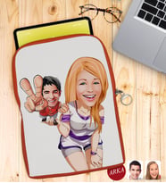 BK Gift Kişiye Özel Sevgililer Karikatürlü Taşınabilir Koruyucu Tablet Kılıfı & Organizer Çanta - Turuncu-30