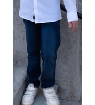 Breeze Erkek Çocuk Jean Pantolon Bağcıklı Fermuarlı Cepli 10-14 Yaş, Koyu Mavi