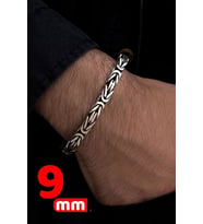 9mm Kare Model Erkek 925 Ayar Gümüş Kral Bileklik Künye Sarı,roze Seçeneği