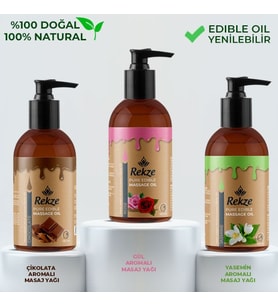Rekze Çikolata + Gül + Yasemin Aromalı Erotik Nemlendirici Vücut Aromaterapi Masaj Yağı 120 Ml