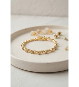 Gold Renk Dorika Model Sıralı Zirkon Taşlı Kadın Bileklik