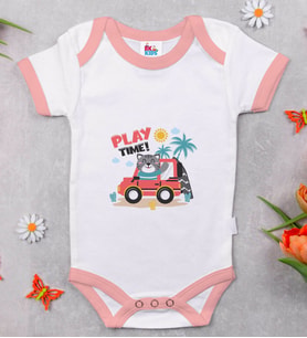 BK Kids Play Time Tasarımlı Pembe Bebek Body Zıbın-1