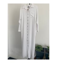 Kadın Beyaz Yırtmaçlı Uzun Kollu Gömlek Yaka Organik Pamuk Kaftan Kimono