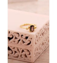 Topaz Altın Yaldızlı Gümüş Baget Yüzük 5774