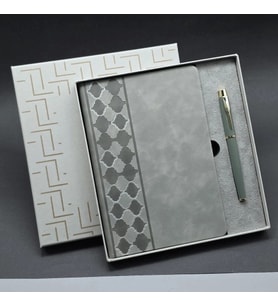 Dodes Kutulu Gri Defter Ve Metal Kalem Seti