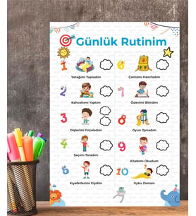 Günlük Rutin Sorumluluk Kazanım Tablosu Erkek Çocuk 1 Adet Pcv Kaplı Silinebilir