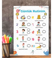 Günlük Rutin Sorumluluk Kazanım Tablosu Erkek Çocuk 1 Adet Pcv Kaplı Silinebilir