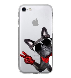 PrintiFy iPhone 7 ile Uyumlu Köpek 2 Kamera Korumalı Şeffaf Kılıf