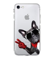 PrintiFy iPhone 7 ile Uyumlu Köpek 2 Kamera Korumalı Şeffaf Kılıf
