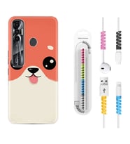 Tecno Spark 6 6 Go 8C 8 Pro 7 7 Pro Kılıf Kablo Koruma Spiral Silikon Sevimli Köpek 1731