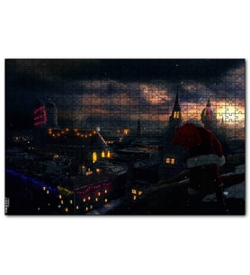 Cakapuzzle Noel Baba ve Şehrin Gece Manzarası  Puzzle Yapboz MDF (Ahşap) (120 Parça)