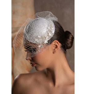 Nikah Aksesuar,nikah Kepi Vualet,nikah Şapkası,nikah Kep,gelin Şapkası,vualet, Tüllü Gelin Tokalı (Beyaz)