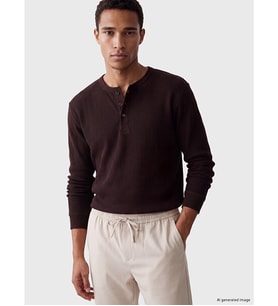LCW Vision Kahverengi Bisiklet Yaka Erkek Sweatshirt