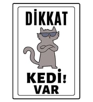 Dikkat Kedi Var Uyarı Ikaz Levhası Pvc Kaplama A4 Artist 1 (Çok Renkli)