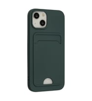 iPhone 14 Plus Kılıf Kelvin Kartvizitli Silikon - Koyu Yeşil