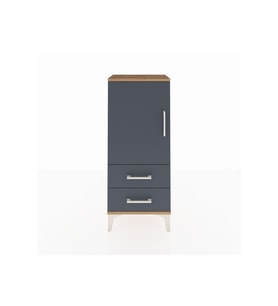 Arges Komodin 2 Raflı 2 Çekmeceli Tek Kapaklı 44x30x106 Çam-Antrasit