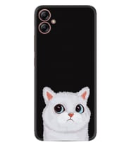 Samsung Galaxy A04E Kılıf Resimli Desenli Silikon Platinium Series White Cat 1835