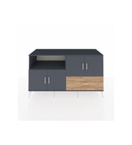Kronos Konsol 4 Raflı Tek Çekmeceli 4 Kapaklı 176x59x99 Antrasit-Antrasit/Çam