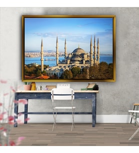 Tablore İstanbul Sultanahmet Camii Ve Deniz Manzarası Çerçeveli Kanvas Tablo Modern Salon Dekoru